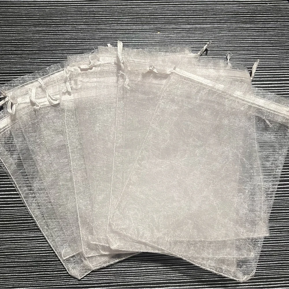 “Thank You For Celebrating With Us” Gift Tags + White Organza Gift Bags, 12 Each